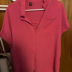 Women's Pink Button-Up Blouse